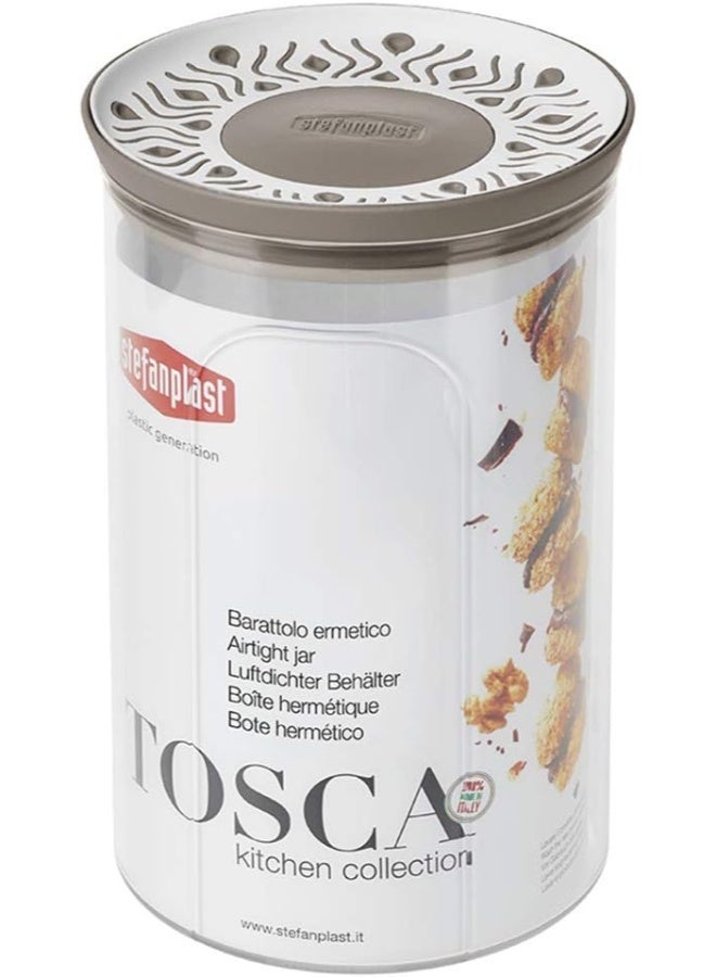 ستيفان بلاست برطمان ستيفانبلاست دائري محكم الإغلاق أبيض - رمادي فاتح - Image 1